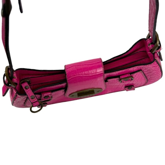 Guess Vintage Women's Mini Shoulder Bag Y2K Pink Croc Embossed Retro Barbiecore - Picture 11 of 16